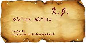 Kórik Júlia névjegykártya